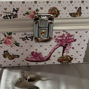 Net set 2 box cosmetic with their mirror design heel 🔑 color blue and pink